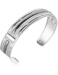 Sterling Silver Simulated Diamond Textured Cuff Bracelet, 7.5"