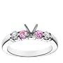 18k White Gold Prong-Set Engagement Ring Setting with Diamond and Pink Sapphire Sidestones (1/5 cttw)