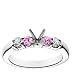 18k White Gold Prong-Set Engagement Ring Setting with Diamond and Pink Sapphire Sidestones (1/5 cttw)