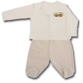 Little Monkey Little Peanut Cardigan Set with Footed Pants, Ivory Size 12 Months