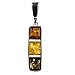 Sterling Silver Multicolor Amber Square Leverback Earrings Necklace Set 18 Inches