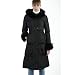 BGSD Women's Thinsulate Filled Hooded Long Coat with Fox Fur Trim - Black L