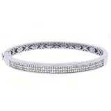14k White Gold 2.60 Carat Princess Invisible Diamond Bangle Bracelet
