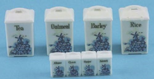 Dollhouse Miniature 1:12 Scale Chrysnbon Blue Delft Canister Set by Chrysnbon