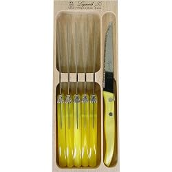 Yellow Laguiole Verdier Heavy Duty Color Handled Steak Knives