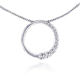 14K White Gold Diamond Journey Circle Pendant & 18 Chain