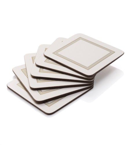 6 Cream Border Lined Coasters