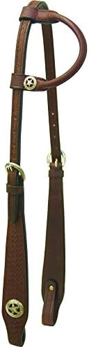 Cowboy Pro One Ear Rolled Headstall - Pecan - Horse
