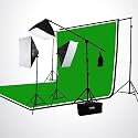 ePhoto Photography Studio Video Lighting Chromakey Green Black White Screen 3 Muslin Backdrops Lighting Kit Background Support Kit by ePhotoInc H9004SB-69BWG