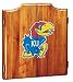 Kansas Dartboard & Cabinet - Oak Finish - NCAA Team