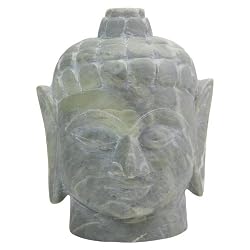 Grey Stone Buddha Head Statue