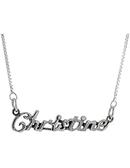 Sterling Silver CHRISTINE Name Necklace 3/8 inch, 17 inches long
