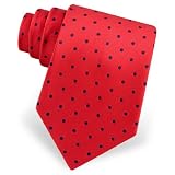 Red with Navy Dots Tie by Principessa - Red Silk