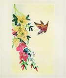 Bird in Flight to Flower Blooms - Chinese Woven Wheat Stalk Picture, Hand Crafted