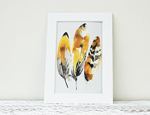 Watercolor Yellow Canary Feather Print Artwork