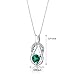 Simulated Emerald Round Shape Pendant Sterling Silver Rhodium Nickel Finish