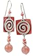 Barbara MacCambridge Textured & Spiral Peach Dangle Earrings on Gold Filled Earwire By Adajio