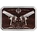 Real Wood Silver Hand Gun Belt Buckle
