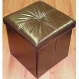 Multi Purpose Button Folding Ottoman Storage Box/Chair In Brown