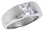 Sterling Silver 1.5 Carat Size Emerald Cut Cubic Zirconia Men's Solitaire Ring (Available in Sizes 8 to 13) size 10