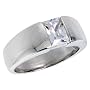 Sterling Silver 1.5 Carat Size Emerald Cut Cubic Zirconia Men's Ring