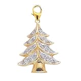 14k Gold Diamond Christmas Tree Charm (1/10 cttw)