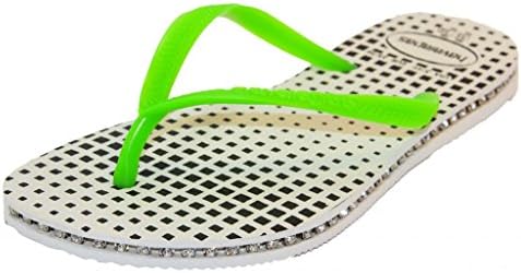 Copacabana Fashion Women's Havaianas Flip Flops w/ Swarovski Crystals 33/34 Bicolor