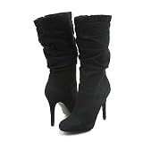 Delicious Razzi Mid-Calf Boots Black Suede