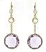 14k Yellow Gold Earrings Pink Amethyst Crystal title=