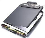 Officemate  Slim Clipboard Box with Calculator, Charcoal (83306)