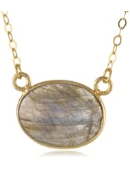 Gold over Silver Small Bezel Center Chain Necklace, 16"+2" Extender
