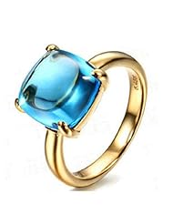 Cushion Cut 7.51ctw Topaz(Swiss Blue,FL) Solitaire 14K Yellow Gold Engagement Wedding Ring