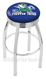 Notre Dame (Leprechaun) 25 Inch Chrome Swivel Bar Stool with 2.5 Inch Ribbed Accent Ring