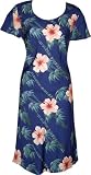 Bamboo Hibiscus Hawaiian Aloha Cap Sleeve Short Tank Dress