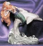 Diamond-Cut Mermaid Riding the Dolphin Figurine