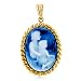 14K Yellow Gold Two Children Oval Cameo Pendant