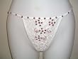 Sequinned Thong White/Red Swirls/Clusters Sequins-MED