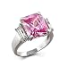 Bling Jewelry Sterling Silver Emerald-Cut Pink CZ Three Stone Engagement Ring