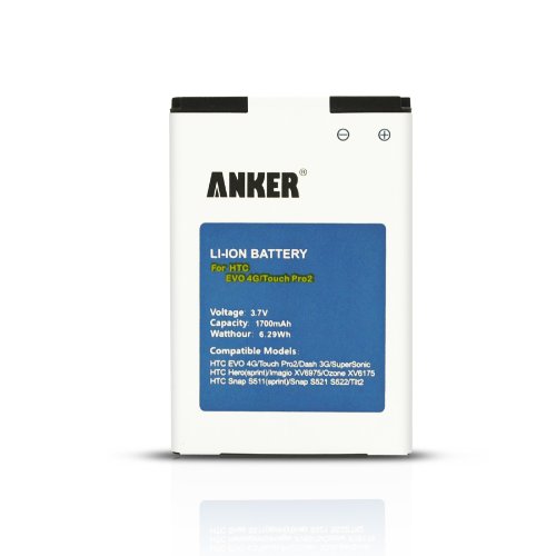 Anker 1700mAh Li-ion Battery For Sprint HTC EVO 4G, EVO Shift 4G, Droid Incredible, HTC Touch Pro 2, HTC Tilt 2, HTC Dash 3G, HTC Snap - White
