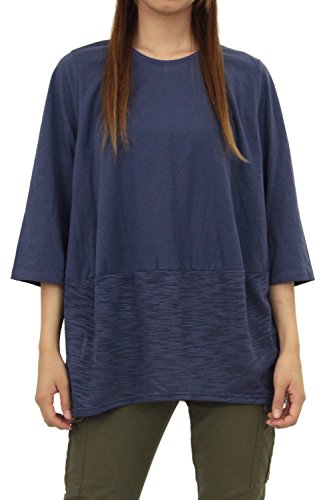 (ノージーン) No jean チュニック 7分袖 レディース コクーン ワンピ Tシャツ カットソー チュニック ネイビー