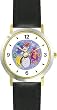 Snowman or Snow Man Christmas Theme - WATCHBUDDY&reg; DELUXE TWO-TONE THEME WATCH - Arabic Numbers - Black Leather Strap-Size-Large ( Men's Size or Jumbo Women's Size )