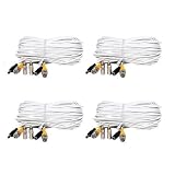 VideoSecu 4 Pack 50ft Feet Video Power BNC RCA White Cables Security Camera Extension Wires Cords for CCTV DVR Home Surveillance System C27