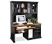 Distressed Black and Oak Computer Desk with Hutch Medium Oak Top/Southampton Black Onyx