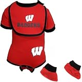 Wisconsin Badgers Cardinal Infant Football Bib & Booties Set