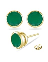 1.40 Cts of 6 mm A Round Natural Emerald Stud Earrings in 14K Yellow Gold