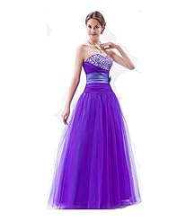 A-line Strapless Pleated Lace Beaded Floor Length Tulle Dropped   Waistline Sweetheart Evening Dress 