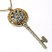 FUN Cg X-Large Flower Key Charm Necklace with Amber Crystals on 30 X-Long Chain Burnished Gold Tone