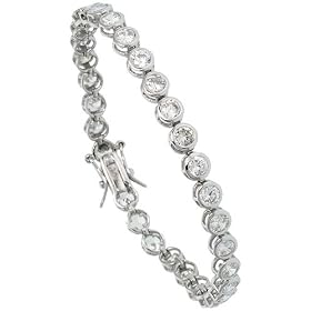 Sterling Silver 7.5 ct. size Bezel Set CZ Tennis Bracelet, 7 in., 3 16 (5mm)... by Sabrina Silver