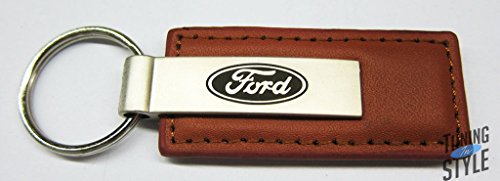 Ford Brown Leather Key Fob Authentic Logo Key Chain Key Ring Keychain Lanyard