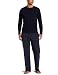 Intimo Men's Sleepwear Microfleece Pant And Knit Top Set, Navy, Small